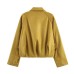 Collar long sleeved zipper solid color jacket for women