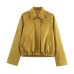 Collar long sleeved zipper solid color jacket for women