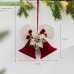 Christmas Decoration Bow with Double Bells Hanging Ornament for Store Display, Festival Event Christmas Tree Decor and Party Decoration Accessories