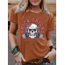 Skull THICK THIGHS Printed Round Neck Short Sleeve