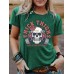Skull THICK THIGHS Printed Round Neck Short Sleeve