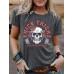 Skull THICK THIGHS Printed Round Neck Short Sleeve