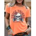 Skull THICK THIGHS Printed Round Neck Short Sleeve
