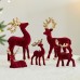 Christmas Glitter Flocked Reindeer Desk Decoration for Store Window Display, Festival Event Decor, Festive Atmosphere Deer Ornament