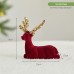 Christmas Glitter Flocked Reindeer Desk Decoration for Store Window Display, Festival Event Decor, Festive Atmosphere Deer Ornament