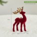 Christmas Glitter Flocked Reindeer Desk Decoration for Store Window Display, Festival Event Decor, Festive Atmosphere Deer Ornament