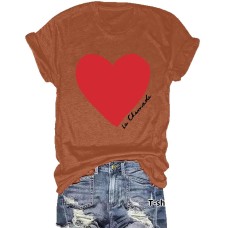 Printed short sleeved heart lacha print round neck Printed short sleeved heart lacha print round neck