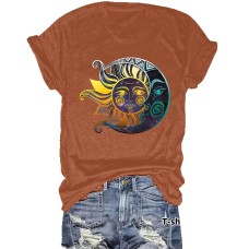 Printed Short Sleeves Sun Moon Printed Short Sleeves Sun Moon