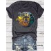 Printed Short Sleeves Sun Moon