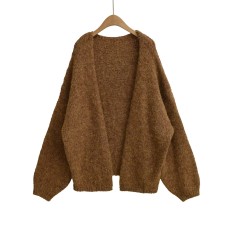 Loose Oversized Knit Cardigan Sweater for Women, Mid-Length, Thick Chunky Knit