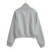 Stand-up Collar Zipper Hoodie Jacket for Women, Long Sleeve Striped Loose Casual Sporty Short Top