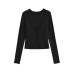 Retro Brown Tank Top Set for Women, Short Length Fitted Cardigan Long Sleeve Tops Two-Piece Solid Color