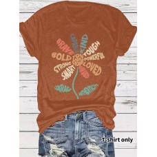 T-shirt short sleeved women's floral print round neck