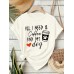 Short sleeved T-shirt with women's coffee and dog pattern round neck short sleeved shirt