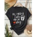 Short sleeved T-shirt with women's coffee and dog pattern round neck short sleeved shirt
