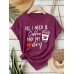 Short sleeved T-shirt with women's coffee and dog pattern round neck short sleeved shirt