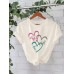 Printed short sleeved tri color heart