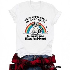 Sunshine Raccoon Pattern Short Sleeve