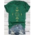 Sun Moon and Star Pattern Loose Short Sleeve