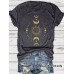 Sun Moon and Star Pattern Loose Short Sleeve