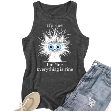 Explosion cat pattern printed short sleeved women