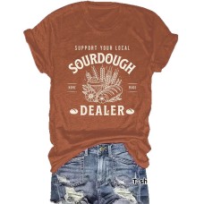 SOURDOUGH Pattern New Round Neck Loose Short Sleeve