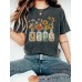 Vintage Sunflower Botanical Plant Garde Short Sleeves