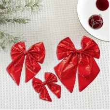 Christmas Silver Rhinestone Bow Charm Ornament for Tree Decoration