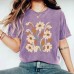Short sleeved pure cotton washed to make old flowers