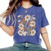 Short sleeved pure cotton washed to make old flowers