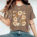 Short sleeved pure cotton washed to make old flowers