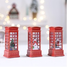 Christmas Decorative Lighted Phone Booth Ornament for Hotel Mall Window Display Desktop Scene Decoration