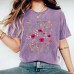 Short sleeved pure cotton washed to make old flowers