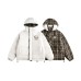 Vintage Plaid Embroidery Reversible Hooded Cotton Coat Men's Warm Casual Outerwear
