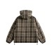 Vintage Plaid Embroidery Reversible Hooded Cotton Coat Men's Warm Casual Outerwear
