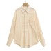 Solid Color Turn-Down Collar Long Sleeve Shirt for Women, Designed with Utility Texture, Slightly Sheer, Loose Fit