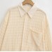 Solid Color Turn-Down Collar Long Sleeve Shirt for Women, Designed with Utility Texture, Slightly Sheer, Loose Fit