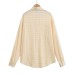 Solid Color Turn-Down Collar Long Sleeve Shirt for Women, Designed with Utility Texture, Slightly Sheer, Loose Fit