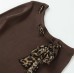 Style Retro Leopard Print Tie-Back Long Sleeve Knit Top for Women Knit Top for Women, Asymmetrical Shoulder Design, Off-Shoulder Blouse