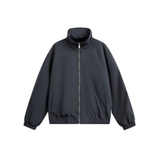 Stand Collar Batwing Bomber Coat with Shearling Lining for Winter Outdoor Commute