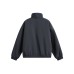 Stand Collar Batwing Bomber Coat with Shearling Lining for Winter Outdoor Commute