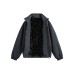 Stand Collar Batwing Bomber Coat with Shearling Lining for Winter Outdoor Commute