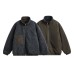 Detroit Reversible Washed Canvas Shearling Stand-Up Collar Cotton Coat