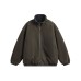 Detroit Reversible Washed Canvas Shearling Stand-Up Collar Cotton Coat