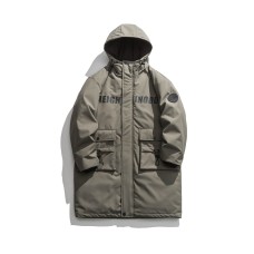 Letter Print White Duck Down Mid-Length Hooded Down Jacket Letter Print White Duck Down Mid-Length Hooded Down Jacket
