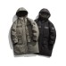 Letter Print White Duck Down Mid-Length Hooded Down Jacket