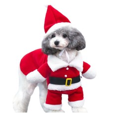 Pet clothing with plush dog clothing small dog clothing for autumn and winter Santa Claus clothing cat clothing