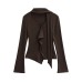 Irregular base top with ruffle edge and ribbon