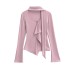 Irregular base top with ruffle edge and ribbon