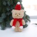Fuzzy Bear Plush Toy with Red Hat One-Piece Bear Doll Keychain Bag Christmas Tree Ornament